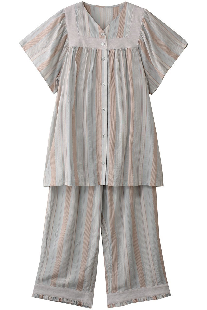 【キッドブルー/KID BLUE】の25CRサッカーストライプパジャマ インテリア・キッズ・メンズ・レディースファッション・服の通販 founy(ファニー) 　ファッション　Fashion　レディースファッション　WOMEN　サッカー　Soccer　スリーブ　Sleeve　パジャマ　Pajamas　フェミニン　Feminine　フリル　Frills　フレア　Flare　人気　Popularity　夏　Summer　春　Spring　S/S・春夏　Ss・Spring/Summer　無地　Plain Color　サックス|ID: prp329100004504582 ipo3291000000031791214