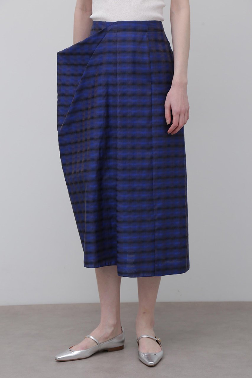 【アドーア/ADORE】のスパークルチェックジャガードスカート 人気、トレンドファッション・服の通販 founy(ファニー) 　ファッション　Fashion　レディースファッション　Fashion for Women　スカート　Skirts　ロングスカート　Long Skirts / Maxi & Midi Skirts　アシンメトリー　Asymmetrical Style　エレガント 上品　Elegant　ジャカード／ジャガード　Jacquard, Woven Pattern　スタンダード　Standard, Basic　チェック　Check, Plaid, Tartan　ドレープ　Drape, Draping Fabric　フロント　Front, Front Design　ロング　Long, Long-Length　other-3|ID: prp329100004504594 ipo3291000000036031424