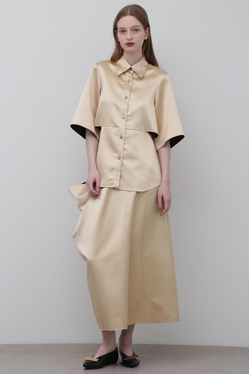 【アドーア/ADORE】のワッシャーサテンブラウス 人気、トレンドファッション・服の通販 founy(ファニー) 　ファッション　Fashion　レディースファッション　Fashion for Women　トップス・カットソー　Cut & Sew Tops　シャツ・ブラウス・オフィスカジュアル　Elegant Blouses & Button-Ups　サテン　Satin, Glossy Fabric　ショート　Short, Short Length　スタンダード　Standard, Basic　スリーブ　Sleeve, Long Sleeve / Short Sleeve　ドレープ　Drape, Draping Fabric　ヨーク　Yoke, Yoke Design　ワッシャー　Washer, Crinkled Finish　other-3|ID: prp329100004504596 ipo3291000000032861400