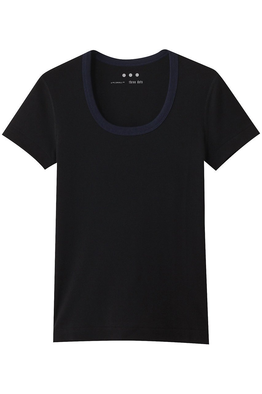 【スリー ドッツ/three dots】のリンガー ジェシカ カットソー インテリア・キッズ・メンズ・レディースファッション・服の通販 founy(ファニー) 　ファッション　Fashion　レディースファッション　WOMEN　トップス・カットソー　Tops/Tshirt　シャツ/ブラウス　Shirts/Blouses　ロング / Tシャツ　T-Shirts　カットソー　Cut and Sewn　おすすめ　Recommend　インナー　Inner　カットソー　Cut And Sew　ショート　Short　シンプル　Simple　スリーブ　Sleeve　バランス　Balance　フィット　Fit　再入荷　Restock/Back In Stock/Re Arrival　ブラック|ID: prp329100004504613 ipo3291000000031821765