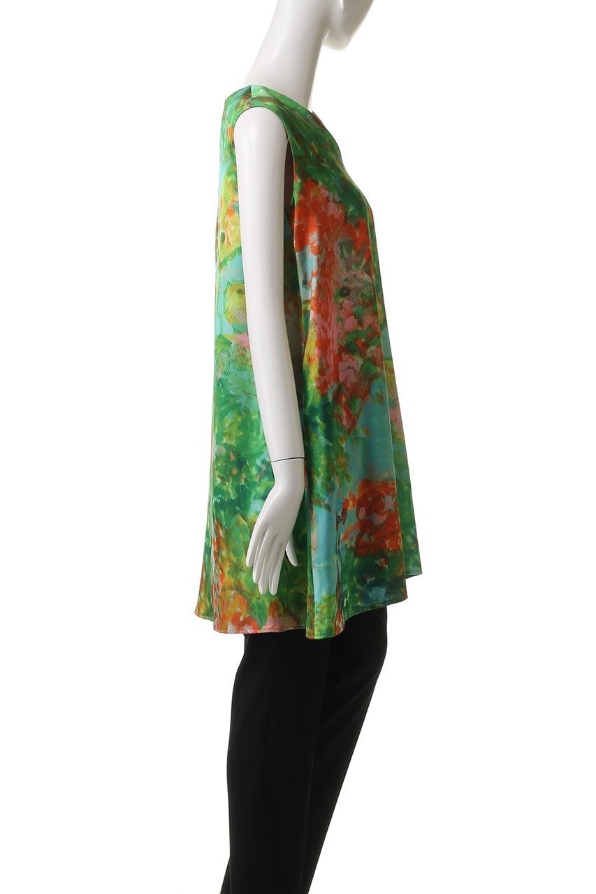 【エムフィル/M Fil】のAqua Flora プリント Vネック ロングブラウス 人気、トレンドファッション・服の通販 founy(ファニー) 　ファッション　Fashion　レディースファッション　Fashion for Women　トップス・カットソー　Cut & Sew Tops　キャミソール&ノースリーブ　Camisoles & Sleeveless Tops　シャツ・ブラウス・オフィスカジュアル　Elegant Blouses & Button-Ups　Vネックトップス　V-Neck Tops / V-Cut Neckline Shirts　スタイリッシュ　Stylish, Fashionable　ドレープ　Drape, Draping Fabric　ノースリーブ　Sleeveless, No-Sleeve　バランス　Balance, Style Balance　フレア　Flare, Flared　プリント　Print, Printed Pattern　ロング　Long, Long-Length　other-3|ID: prp329100004506012 ipo3291000000032908582