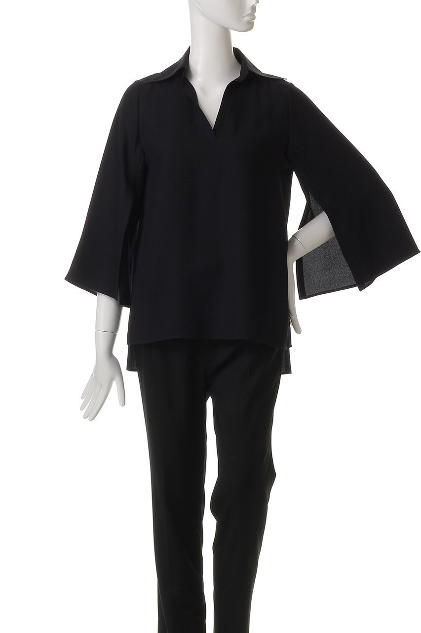 【エムフィル/M Fil】のバックサテンジョーゼット スリットスリーブブラウス 人気、トレンドファッション・服の通販 founy(ファニー) 　ファッション　Fashion　レディースファッション　Fashion for Women　トップス・カットソー　Cut & Sew Tops　シャツ・ブラウス・オフィスカジュアル　Elegant Blouses & Button-Ups　バッグ　Bags　サテン　Satin, Glossy Fabric　シルク　Silk, 100% Silk　ジョーゼット　Georgette, Semi-Sheer Fabric　スリット　Slit, Slit Detail　スリーブ　Sleeve, Long Sleeve / Short Sleeve　ドレープ　Drape, Draping Fabric　ロング　Long, Long-Length　エレガント 上品　Elegant　other-2|ID: prp329100004506014 ipo3291000000034955214