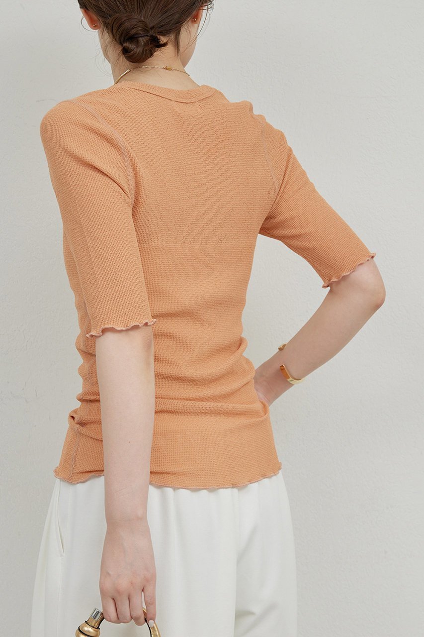 【ガリャルダガランテ/GALLARDAGALANTE】の【La nature linge】シアーワッフルTee 人気、トレンドファッション・服の通販 founy(ファニー) 　ファッション　Fashion　レディースファッション　Fashion for Women　トップス・カットソー　Cut & Sew Tops　シャツ・ブラウス・オフィスカジュアル　Elegant Blouses & Button-Ups　ロングTシャツ・Tシャツ　Longline T-Shirts & Tees　カットソー・ベーシックTシャツ　Cut-and-Sewn Tops / Stretch Tees & Basics　インナー　Innerwear　コンパクト　Compact, Small Size　ショート　Short, Short Length　ジャケット　Jacket, Outerwear　スリーブ　Sleeve, Long Sleeve / Short Sleeve　フィット　Fit, Slim Fit　ラウンド　Round, Round Neck　ワッフル　Waffle, Waffle Knit　other-8|ID: prp329100004506021 ipo3291000000032810746