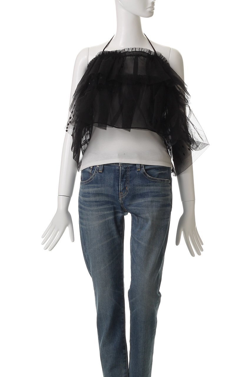 【マリリンムーン/MARILYN MOON】のレイヤードドットチュール5wayキャミソール 人気、トレンドファッション・服の通販 founy(ファニー) 　ファッション　Fashion　レディースファッション　Fashion for Women　トップス・カットソー　Cut & Sew Tops　キャミソール&ノースリーブ　Camisoles & Sleeveless Tops　シャツ・ブラウス・オフィスカジュアル　Elegant Blouses & Button-Ups　オーガンジー　Organza Fabric　カットソー　Cut and Sewn Top　キャミソール　Camisole, Spaghetti Strap Top　シンプル　Simple, Minimal　ノースリーブ　Sleeveless, No-Sleeve　ランダム　Random, Irregular　人気　Popular, Best Seller　夏　Summer　other-7|ID: prp329100004506042 ipo3291000000032908441