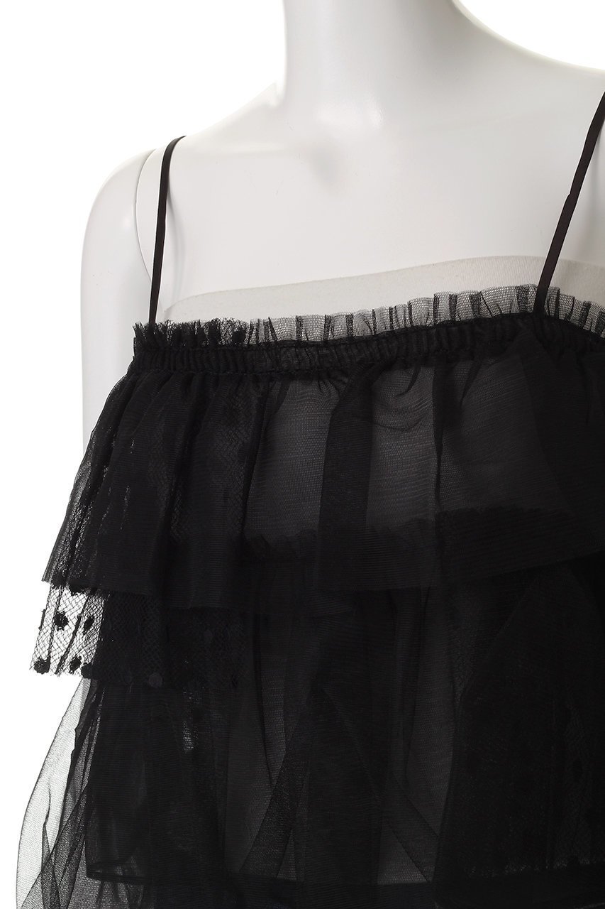 【マリリンムーン/MARILYN MOON】のレイヤードドットチュール5wayキャミソール 人気、トレンドファッション・服の通販 founy(ファニー) 　ファッション　Fashion　レディースファッション　Fashion for Women　トップス・カットソー　Cut & Sew Tops　キャミソール&ノースリーブ　Camisoles & Sleeveless Tops　シャツ・ブラウス・オフィスカジュアル　Elegant Blouses & Button-Ups　オーガンジー　Organza Fabric　カットソー　Cut and Sewn Top　キャミソール　Camisole, Spaghetti Strap Top　シンプル　Simple, Minimal　ノースリーブ　Sleeveless, No-Sleeve　ランダム　Random, Irregular　人気　Popular, Best Seller　夏　Summer　other-5|ID: prp329100004506042 ipo3291000000034955195