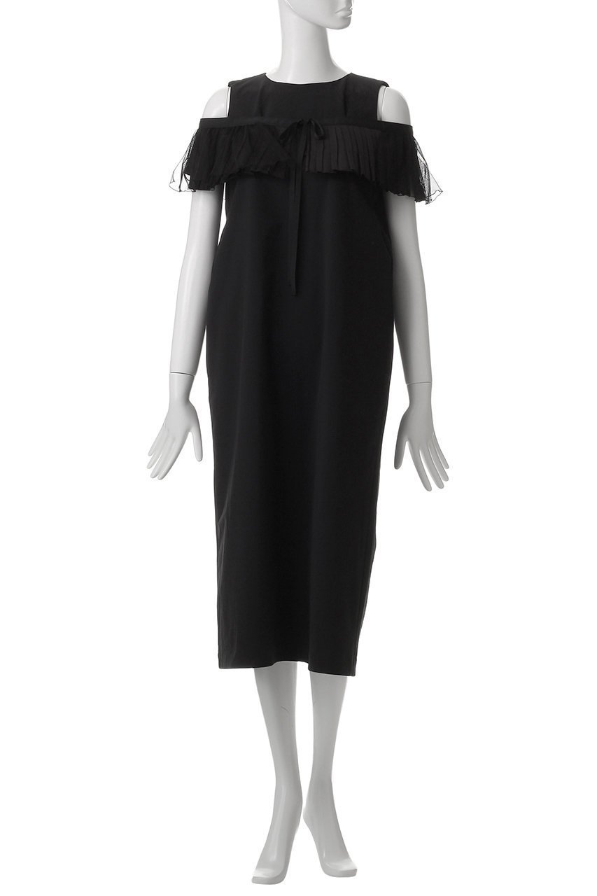 【マリリンムーン/MARILYN MOON】の4wayラッフルプリーツストレッチタフタドレス 人気、トレンドファッション・服の通販 founy(ファニー) 　ファッション　Fashion　レディースファッション　Fashion for Women　ワンピース　Dresses　フォーマル・パーティードレス・結婚式用ドレス　Elegant & Casual Dresses　チュニック　Tunic Tops & Dresses　シンプル　Simple, Minimal　ストレッチ　Stretch, Stretchy Fabric　タフタ　Taffeta, Structured Fabric　チュニック　Tunic, Long Top　チュール　Tulip, Tulip Motif　ドレス　Dress, One-Piece　ラッフル　Ruffle, Frill　ランダム　Random, Irregular　ロング　Long, Long-Length　吸水　Absorbent, Quick-Dry　夏　Summer　other-6|ID: prp329100004506044 ipo3291000000032860037