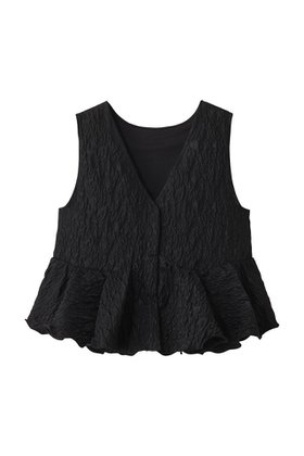 【マリリンムーン/MARILYN MOON】のフローティングジャガードラッフルベスト 人気、トレンドファッション・服の通販 founy(ファニー) ファッション Fashion レディースファッション Fashion for Women アウター Coat / Outerwear Collection トップス・カットソー Cut & Sew Tops キャミソール&ノースリーブ Camisoles & Sleeveless Tops シャツ・ブラウス・オフィスカジュアル Elegant Blouses & Button-Ups ベスト&ジレ / 重ね着スタイル Vests & Gilets カットソー Cut and Sewn Top サテン Satin, Glossy Fabric ジャカード／ジャガード Jacquard, Woven Pattern デニム Denim, Jeans Material ノースリーブ Sleeveless, No-Sleeve ベスト Vest, Waistcoat ボトム Bottoms, Lower Wear リュクス Luxury, Elegant, High-End, Chic 夏 Summer 秋 Autumn |ID:prp329100004506047