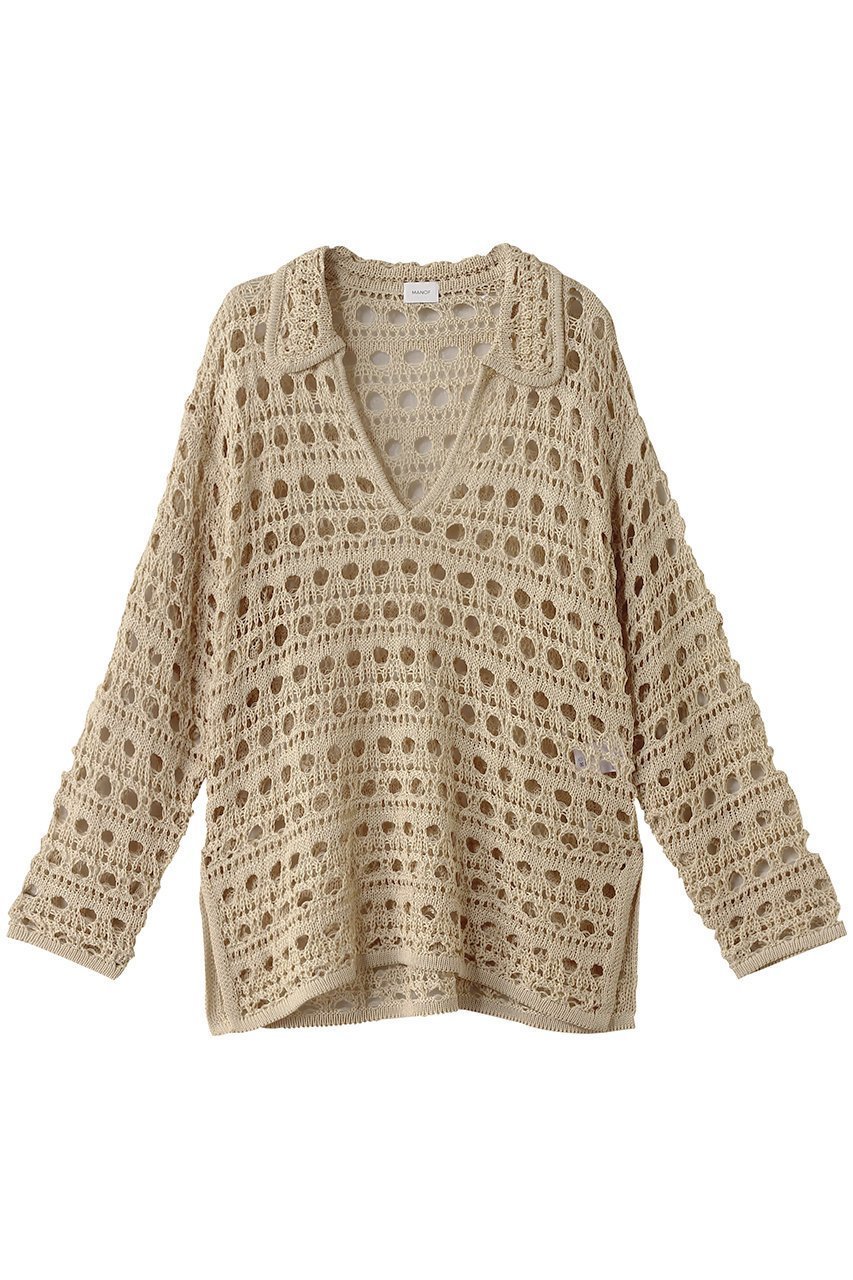 【マノフ/MANOF】のCROCHET KNIT TOPS/トップス インテリア・キッズ・メンズ・レディースファッション・服の通販 founy(ファニー) 　ファッション　Fashion　レディースファッション　Fashion for Women　トップス・カットソー　Cut & Sew Tops　ニット　Knit Tops & Sweaters　カジュアルプルオーバー・ニットトップス　Pullovers & Knit Tops / Casual Pullovers　キャミ　Camisole, Cami Top　夏　Summer　春　Spring　長袖　Long Sleeve, Full Sleeve　BEIGE|ID: prp329100004506056 ipo3291000000034957078