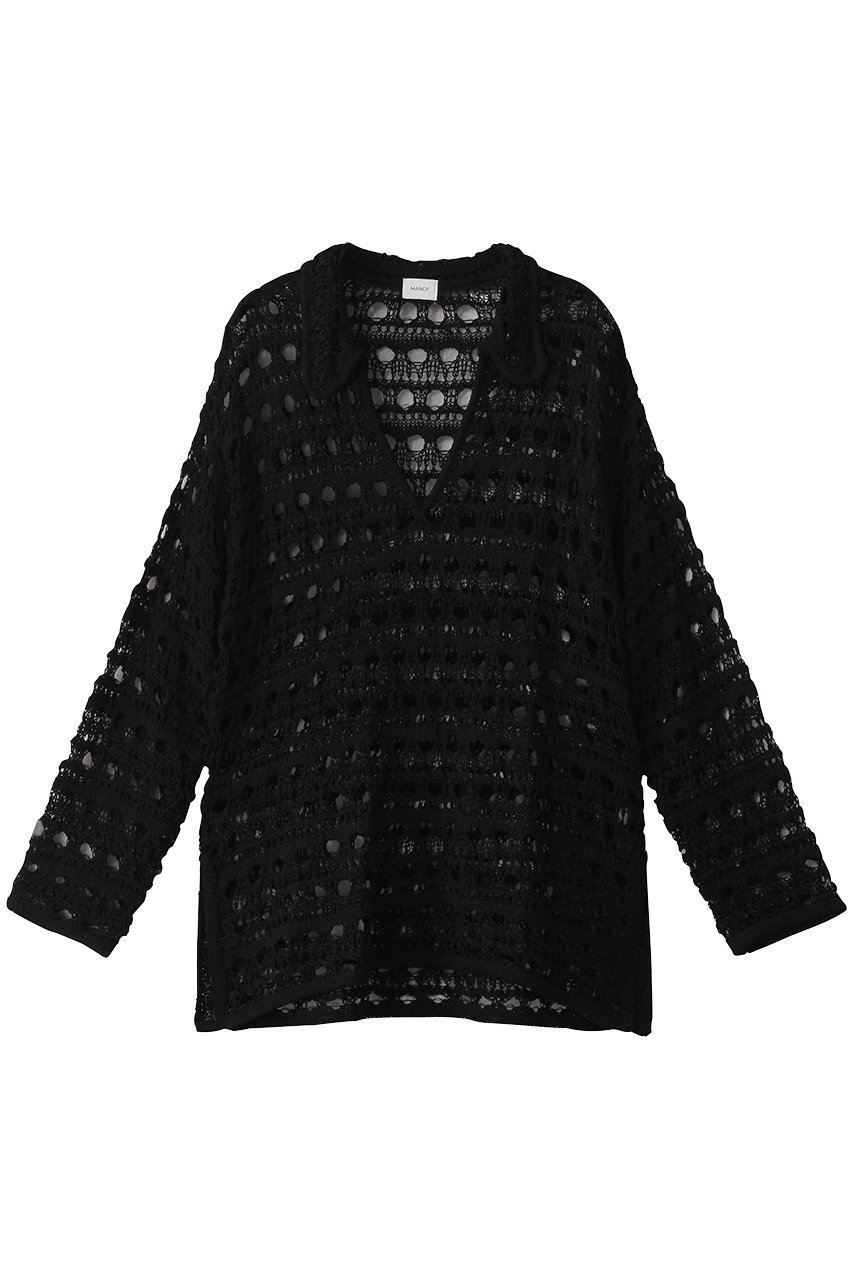 【マノフ/MANOF】のCROCHET KNIT TOPS/トップス インテリア・キッズ・メンズ・レディースファッション・服の通販 founy(ファニー) 　ファッション　Fashion　レディースファッション　Fashion for Women　トップス・カットソー　Cut & Sew Tops　ニット　Knit Tops & Sweaters　カジュアルプルオーバー・ニットトップス　Pullovers & Knit Tops / Casual Pullovers　キャミ　Camisole, Cami Top　夏　Summer　春　Spring　長袖　Long Sleeve, Full Sleeve　BLACK|ID: prp329100004506056 ipo3291000000034957080