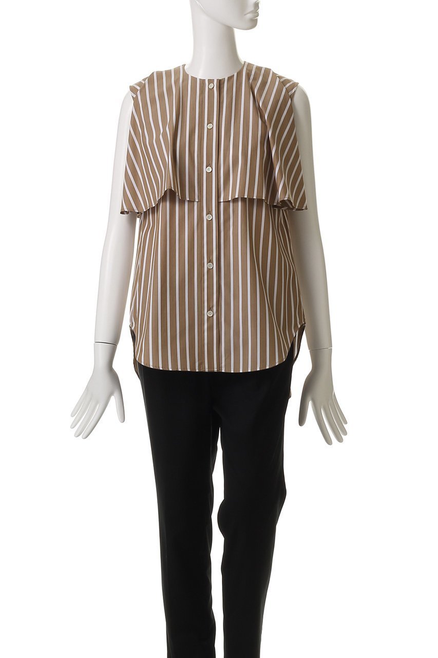 【エムフィル/M Fil】のコットンストライプ フレアーヨークシャツ 人気、トレンドファッション・服の通販 founy(ファニー) 　ファッション　Fashion　レディースファッション　Fashion for Women　トップス・カットソー　Cut & Sew Tops　キャミソール&ノースリーブ　Camisoles & Sleeveless Tops　シャツ・ブラウス・オフィスカジュアル　Elegant Blouses & Button-Ups　ストライプ　Stripe, Striped Pattern　ノースリーブ　Sleeveless, No-Sleeve　フレア　Flare, Flared　ボトム　Bottoms, Lower Wear　ヨーク　Yoke, Yoke Design　エレガント 上品　Elegant　夏　Summer　other-2|ID: prp329100004506063 ipo3291000000032908540