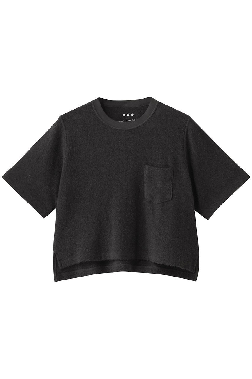 【スリー ドッツ/three dots】のダブルパイル Tシャツ インテリア・キッズ・メンズ・レディースファッション・服の通販 founy(ファニー) 　ファッション　Fashion　レディースファッション　Fashion for Women　トップス・カットソー　Cut & Sew Tops　シャツ・ブラウス・オフィスカジュアル　Elegant Blouses & Button-Ups　ロングTシャツ・Tシャツ　Longline T-Shirts & Tees　カットソー・ベーシックTシャツ　Cut-and-Sewn Tops / Stretch Tees & Basics　クロップド　Cropped, Short Length　コンパクト　Compact, Small Size　ショート　Short, Short Length　シンプル　Simple, Minimal　スリーブ　Sleeve, Long Sleeve / Short Sleeve　タオル　Towel, Bath Towel　ダブル　Double, Double-Breasted　ファブリック　Fabric, Textile　ワイド　Wide, Wide Fit　ソフトブラック|ID: prp329100004506077 ipo3291000000032791209