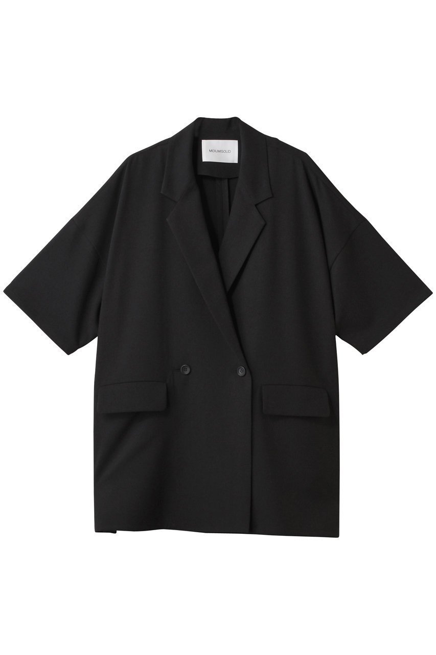 【ミディウミソリッド/MIDIUMISOLID】のlight wide JK.M ジャケット インテリア・キッズ・メンズ・レディースファッション・服の通販 founy(ファニー) 　ファッション　Fashion　レディースファッション　Fashion for Women　アウター　Coat / Outerwear Collection　レディースジャケット・軽アウター　Jackets　ジャケット　Jacket, Outerwear　スリーブ　Sleeve, Long Sleeve / Short Sleeve　ダブル　Double, Double-Breasted　ハーフ　Half, Half-Length　ワイド　Wide, Wide Fit　夏　Summer　春　Spring　S/S・春夏　SS, Spring/Summer, Warm Season　black|ID: prp329100004506079 ipo3291000000032788544