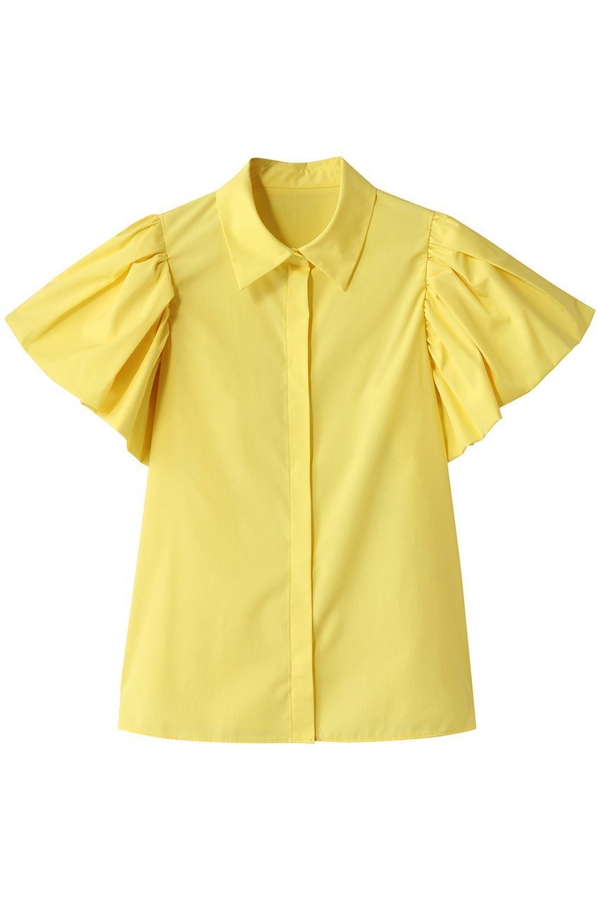 【アルアバイル/allureville】の【Loulou Willoughby】バルーンスリーブシャツブラウス インテリア・キッズ・メンズ・レディースファッション・服の通販 founy(ファニー) 　ファッション　Fashion　レディースファッション　Fashion for Women　トップス・カットソー　Cut & Sew Tops　シャツ・ブラウス・オフィスカジュアル　Elegant Blouses & Button-Ups　エレガント 上品　Elegant　ショート　Short, Short Length　スリーブ　Sleeve, Long Sleeve / Short Sleeve　デニム　Denim, Jeans Material　バルーン　Balloon, Balloon Silhouette　フェミニン　Feminine, Girly　フレア　Flare, Flared　イエロー|ID: prp329100004506101 ipo3291000000035473854