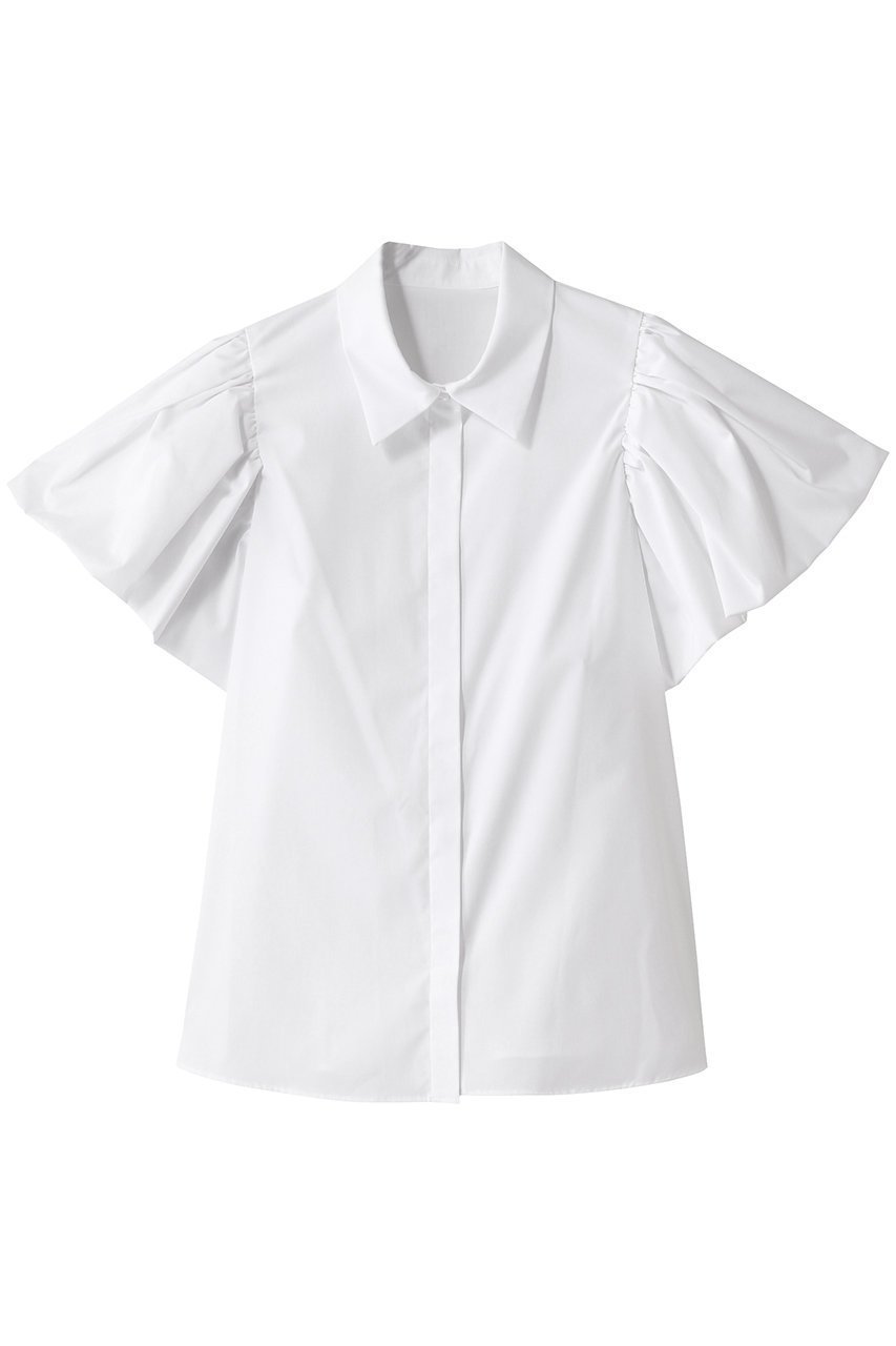 【アルアバイル/allureville】の【Loulou Willoughby】バルーンスリーブシャツブラウス インテリア・キッズ・メンズ・レディースファッション・服の通販 founy(ファニー) 　ファッション　Fashion　レディースファッション　Fashion for Women　トップス・カットソー　Cut & Sew Tops　シャツ・ブラウス・オフィスカジュアル　Elegant Blouses & Button-Ups　エレガント 上品　Elegant　ショート　Short, Short Length　スリーブ　Sleeve, Long Sleeve / Short Sleeve　デニム　Denim, Jeans Material　バルーン　Balloon, Balloon Silhouette　フェミニン　Feminine, Girly　フレア　Flare, Flared　ホワイト|ID: prp329100004506101 ipo3291000000035957874