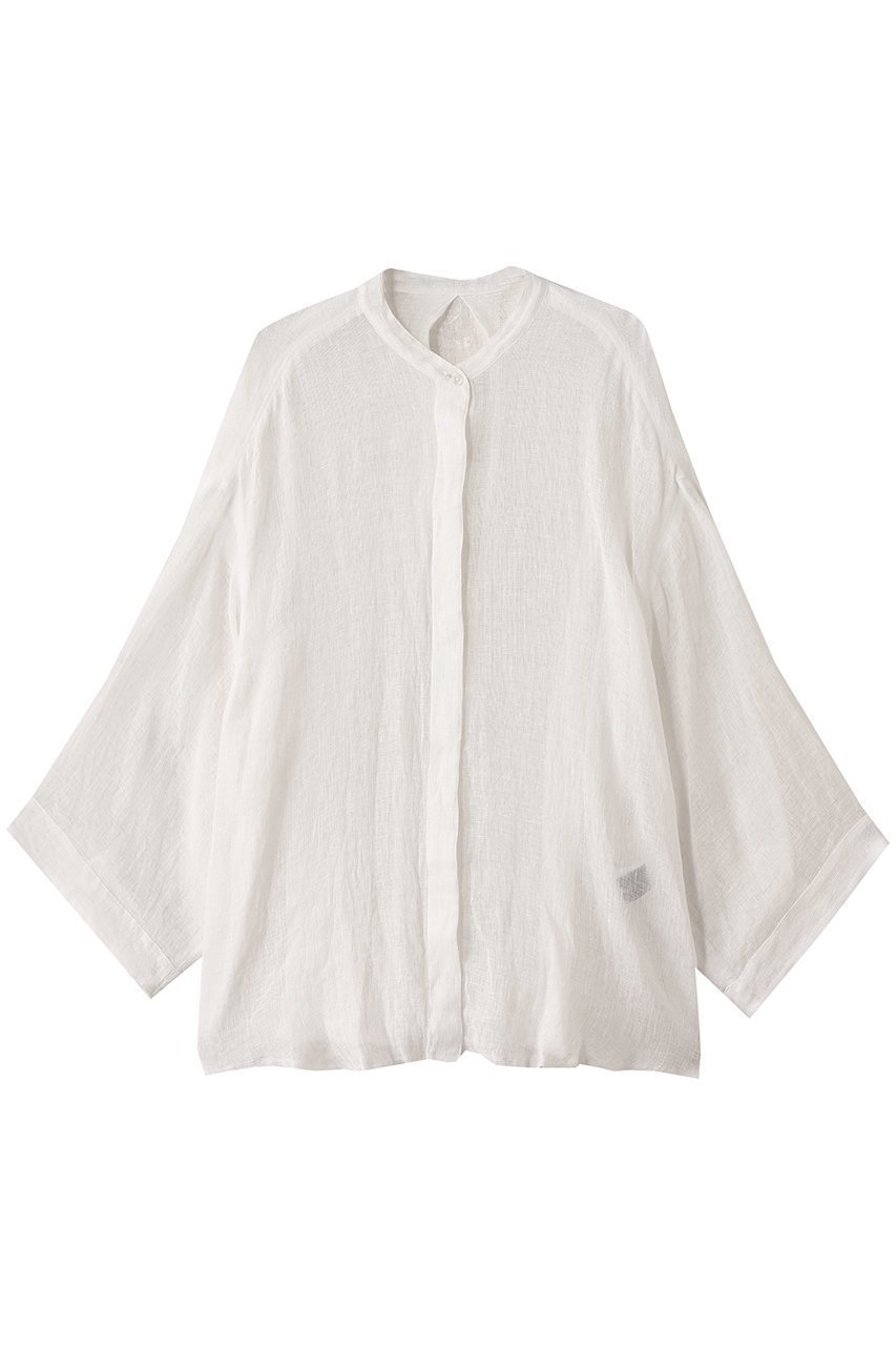 【エリオポール/heliopole】のリネンガーゼシャツ インテリア・キッズ・メンズ・レディースファッション・服の通販 founy(ファニー) 　ファッション　Fashion　レディースファッション　Fashion for Women　トップス・カットソー　Cut & Sew Tops　シャツ・ブラウス・オフィスカジュアル　Elegant Blouses & Button-Ups　エアリー　Airy Texture　シアー　Sheer, See-Through　シンプル　Simple, Minimal　スリーブ　Sleeve, Long Sleeve / Short Sleeve　フォルム　Silhouette, Form　ボトム　Bottoms, Lower Wear　ロング　Long, Long-Length　ホワイト|ID: prp329100004506103 ipo3291000000035822435