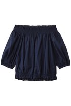 【エリオポール/heliopole】のコットンローンオフショルダーブラウス ネイビーストライプ|ID: prp329100004506105 ipo3291000000035062646