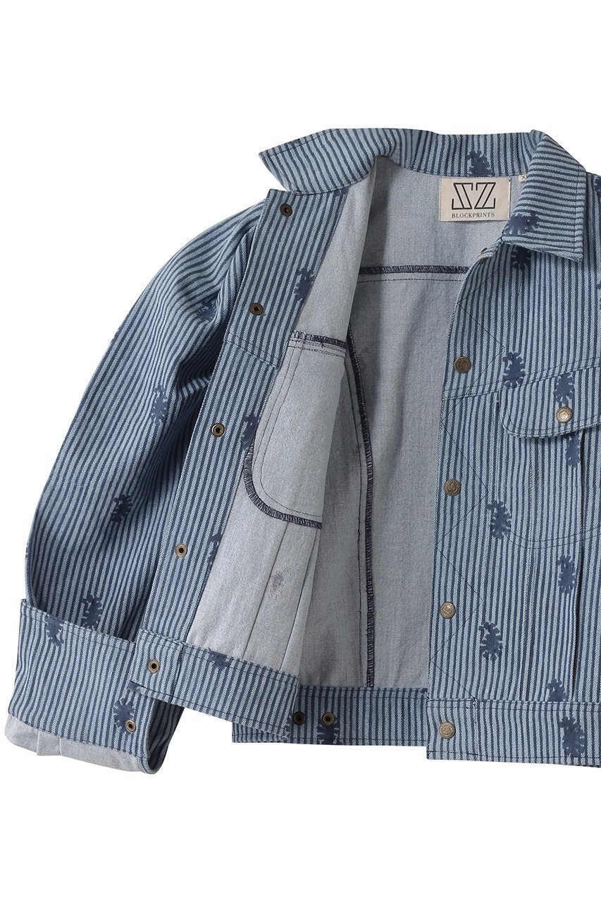 【エスゼット ブロックプリント/SZ Blockprints】のTOKYO JACKET THIN STRIPE PAISLEY デニムジャケット 人気、トレンドファッション・服の通販 founy(ファニー) 　ファッション　Fashion　レディースファッション　Fashion for Women　アウター　Coat / Outerwear Collection　レディースジャケット・軽アウター　Jackets　デニムジャケット / カジュアルアウター　Denim Jackets　コンパクト　Compact, Small Size　ジャケット　Jacket, Outerwear　ストライプ　Stripe, Striped Pattern　スリーブ　Sleeve, Long Sleeve / Short Sleeve　デニム　Denim, Jeans Material　フェミニン　Feminine, Girly　ペイズリー　Paisley, Ethnic Pattern　ロング　Long, Long-Length　other-6|ID: prp329100004506127 ipo3291000000032950192