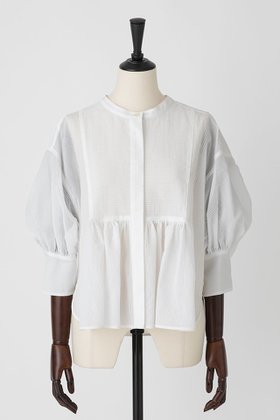 【オーヴィル/EAUVIRE】のタックボリュームブラウス 人気、トレンドファッション・服の通販 founy(ファニー) ファッション Fashion レディースファッション Fashion for Women トップス・カットソー Cut & Sew Tops シャツ・ブラウス・オフィスカジュアル Elegant Blouses & Button-Ups シアー Sheer, See-Through ストライプ Stripe, Striped Pattern スリーブ Sleeve, Long Sleeve / Short Sleeve フレア Flare, Flared ヨーク Yoke, Yoke Design ロング Long, Long-Length |ID:prp329100004506147