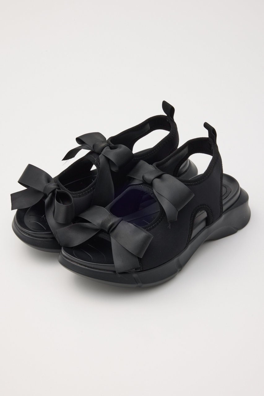 【スタッカート/STACCATO】のミルキーWリボンスポーツサンダル インテリア・キッズ・メンズ・レディースファッション・服の通販 founy(ファニー) 　ファッション　Fashion　レディースファッション　Fashion for Women　スポーツウェア　Functional & Stylish Sportswear　サンダル&ミュール　Sandals & Mules　サテン　Satin, Glossy Fabric　サンダル　Sandals, Summer Shoes　スポーツ　Sports, Activewear　ダブル　Double, Double-Breasted　リボン　Ribbon, Bow　夏　Summer　ブラック|ID: prp329100004506148 ipo3291000000034939282