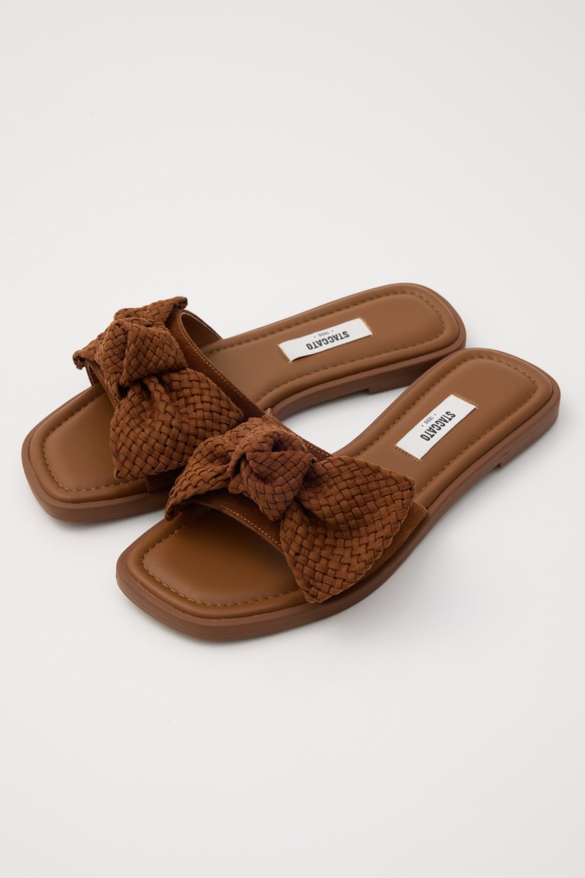 【スタッカート/STACCATO】のBIGリボンイントレチャートフラット インテリア・キッズ・メンズ・レディースファッション・服の通販 founy(ファニー) 　ファッション　Fashion　レディースファッション　WOMEN　サンダル　Sandals　スリッパ　Slipper　フラット　Flat　リボン　Ribbon　ダークブラウン|ID: prp329100004506161 ipo3291000000031804441