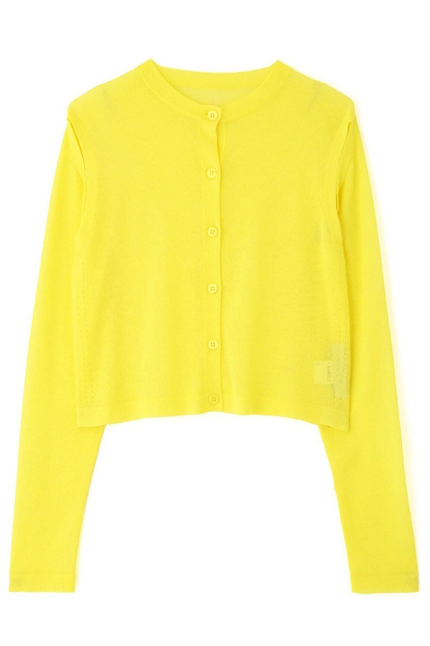 【アドーア/ADORE】のドライタッチコットンカーディガン インテリア・キッズ・メンズ・レディースファッション・服の通販 founy(ファニー) 　ファッション　Fashion　レディースファッション　Fashion for Women　トップス・カットソー　Cut & Sew Tops　ニット　Knit Tops & Sweaters　カーディガン・羽織り　Layered Style Cardigans　アイレット　Eyelet Lace　カーディガン　Cardigan, Knitwear　シアー　Sheer, See-Through　スタンダード　Standard, Basic　イエロー|ID: prp329100004507798 ipo3291000000035398748