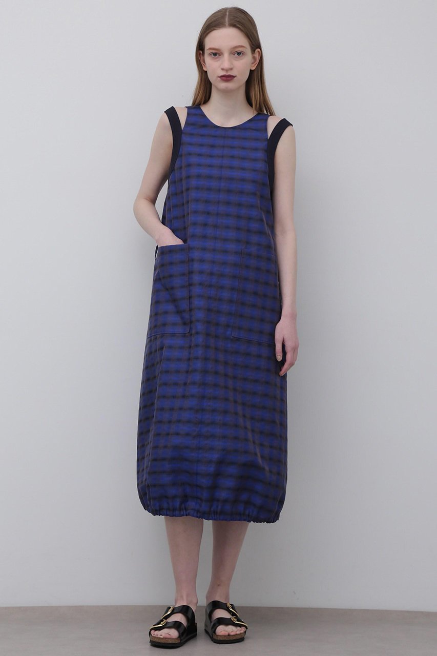【アドーア/ADORE】のスパークルチェックジャガードワンピース インテリア・キッズ・メンズ・レディースファッション・服の通販 founy(ファニー) 　ファッション　Fashion　レディースファッション　Fashion for Women　ワンピース　Dresses　チュニック　Tunic Tops & Dresses　ショルダー　Shoulder, Shoulder Strap　ジャカード／ジャガード　Jacquard, Woven Pattern　スタンダード　Standard, Basic　ストリング　String, Drawstring　チェック　Check, Plaid, Tartan　チュニック　Tunic, Long Top　バルーン　Balloon, Balloon Silhouette　フィット　Fit, Slim Fit　ブルー|ID: prp329100004507808 ipo3291000000032877554