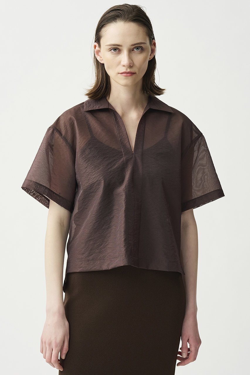 【アンクレイヴ/uncrave】のシアーオーガンジー /ショートシャツ 人気、トレンドファッション・服の通販 founy(ファニー) 　ファッション　Fashion　レディースファッション　Fashion for Women　トップス・カットソー　Cut & Sew Tops　シャツ・ブラウス・オフィスカジュアル　Elegant Blouses & Button-Ups　インナー　Innerwear　エアリー　Airy Texture　オーガンジー　Organza Fabric　サマー　Summer, Summer Style　シアー　Sheer, See-Through　ショート　Short, Short Length　シンプル　Simple, Minimal　スキッパー　Skipper, Open Collar　スリーブ　Sleeve, Long Sleeve / Short Sleeve　セットアップ　Set-Up, Coordinated Outfit　ドレス　Dress, One-Piece　フレア　Flare, Flared　ブライト　Bright, Shiny　ペプラム　Peplum, Flared Hem　エレガント 上品　Elegant　再入荷　Restock / Back in Stock　other-8|ID: prp329100004507846 ipo3291000000032807733
