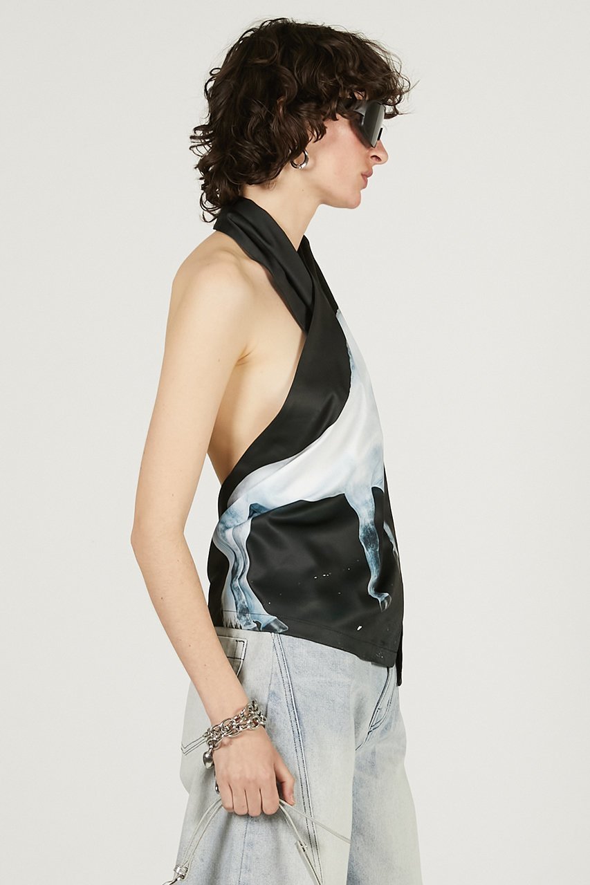 【プランク プロジェクト/PRANK PROJECT】のホースプリントクロスホルタートップ / Horse Print Cloth Halter Top 人気、トレンドファッション・服の通販 founy(ファニー) 　ファッション　Fashion　レディースファッション　Fashion for Women　トップス・カットソー　Cut & Sew Tops　キャミソール&ノースリーブ　Camisoles & Sleeveless Tops　シャツ・ブラウス・オフィスカジュアル　Elegant Blouses & Button-Ups　ロングTシャツ・Tシャツ　Longline T-Shirts & Tees　カットソー・ベーシックTシャツ　Cut-and-Sewn Tops / Stretch Tees & Basics　キャミソール　Camisole, Spaghetti Strap Top　サテン　Satin, Glossy Fabric　スカーフ　Scarf, Neckwear　タンク　Tank Top, Sleeveless Top　プリント　Print, Printed Pattern　ラップ　Wrap, Wrap Design　other-8|ID: prp329100004507848 ipo3291000000032844365