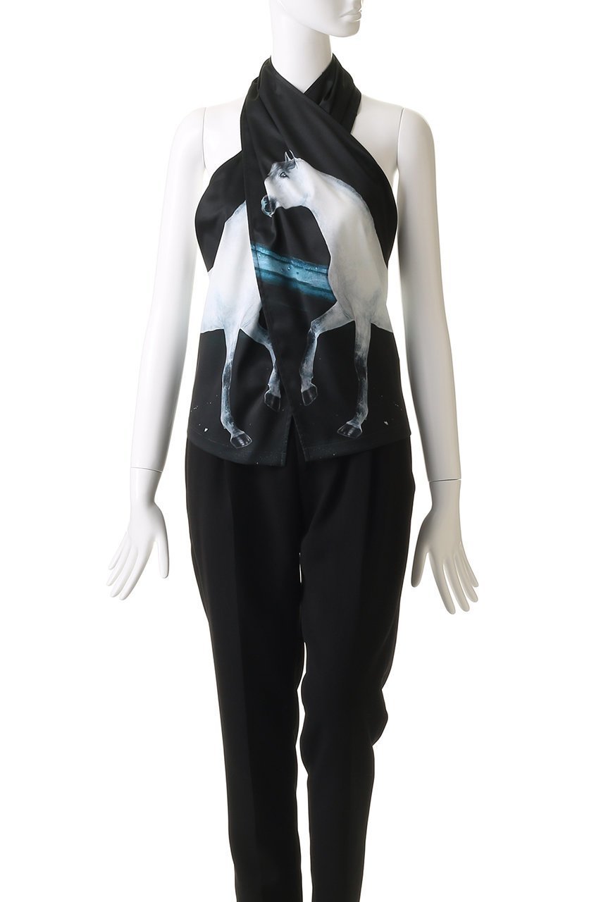 【プランク プロジェクト/PRANK PROJECT】のホースプリントクロスホルタートップ / Horse Print Cloth Halter Top 人気、トレンドファッション・服の通販 founy(ファニー) ファッション Fashion レディースファッション Fashion for Women トップス・カットソー Cut & Sew Tops キャミソール&ノースリーブ Camisoles & Sleeveless Tops シャツ・ブラウス・オフィスカジュアル Elegant Blouses & Button-Ups ロングTシャツ・Tシャツ Longline T-Shirts & Tees カットソー・ベーシックTシャツ Cut-and-Sewn Tops / Stretch Tees & Basics キャミソール Camisole, Spaghetti Strap Top サテン Satin, Glossy Fabric スカーフ Scarf, Neckwear タンク Tank Top, Sleeveless Top プリント Print, Printed Pattern ラップ Wrap, Wrap Design other-2|ID: prp329100004507848 ipo3291000000035837284