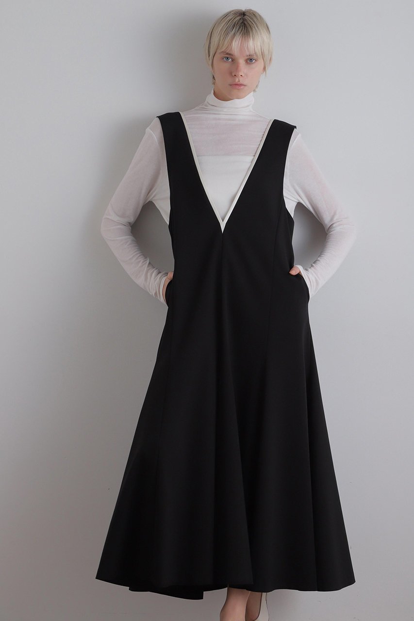【ル フィル/LE PHIL】のキュプラストレッチワンピース インテリア・キッズ・メンズ・レディースファッション・服の通販 founy(ファニー) 　ファッション　Fashion　レディースファッション　Fashion for Women　ワンピース　Dresses　チュニック　Tunic Tops & Dresses　インナー　Innerwear　キュプラ　Cupro, Eco Fabric　クール　Cool, Chic　スタンダード　Standard, Basic　ダブル　Double, Double-Breasted　チュニック　Tunic, Long Top　ドレス　Dress, One-Piece　ノースリーブ　Sleeveless, No-Sleeve　フェミニン　Feminine, Girly　フォルム　Silhouette, Form　マキシ　Maxi, Full Length　ロング　Long, Long-Length　ブラック|ID: prp329100004507856 ipo3291000000032887048