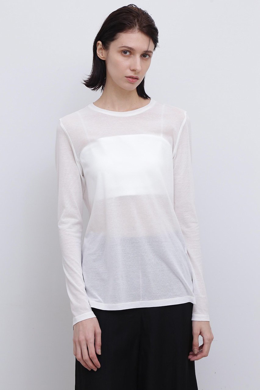 【アドーア/ADORE】のガーゼジャージーカットソー インテリア・キッズ・メンズ・レディースファッション・服の通販 founy(ファニー) 　ファッション　Fashion　レディースファッション　Fashion for Women　トップス・カットソー　Cut & Sew Tops　シャツ・ブラウス・オフィスカジュアル　Elegant Blouses & Button-Ups　ロングTシャツ・Tシャツ　Longline T-Shirts & Tees　カットソー・ベーシックTシャツ　Cut-and-Sewn Tops / Stretch Tees & Basics　スタンダード　Standard, Basic　スリーブ　Sleeve, Long Sleeve / Short Sleeve　ロング　Long, Long-Length　ホワイト|ID: prp329100004507863 ipo3291000000032891934