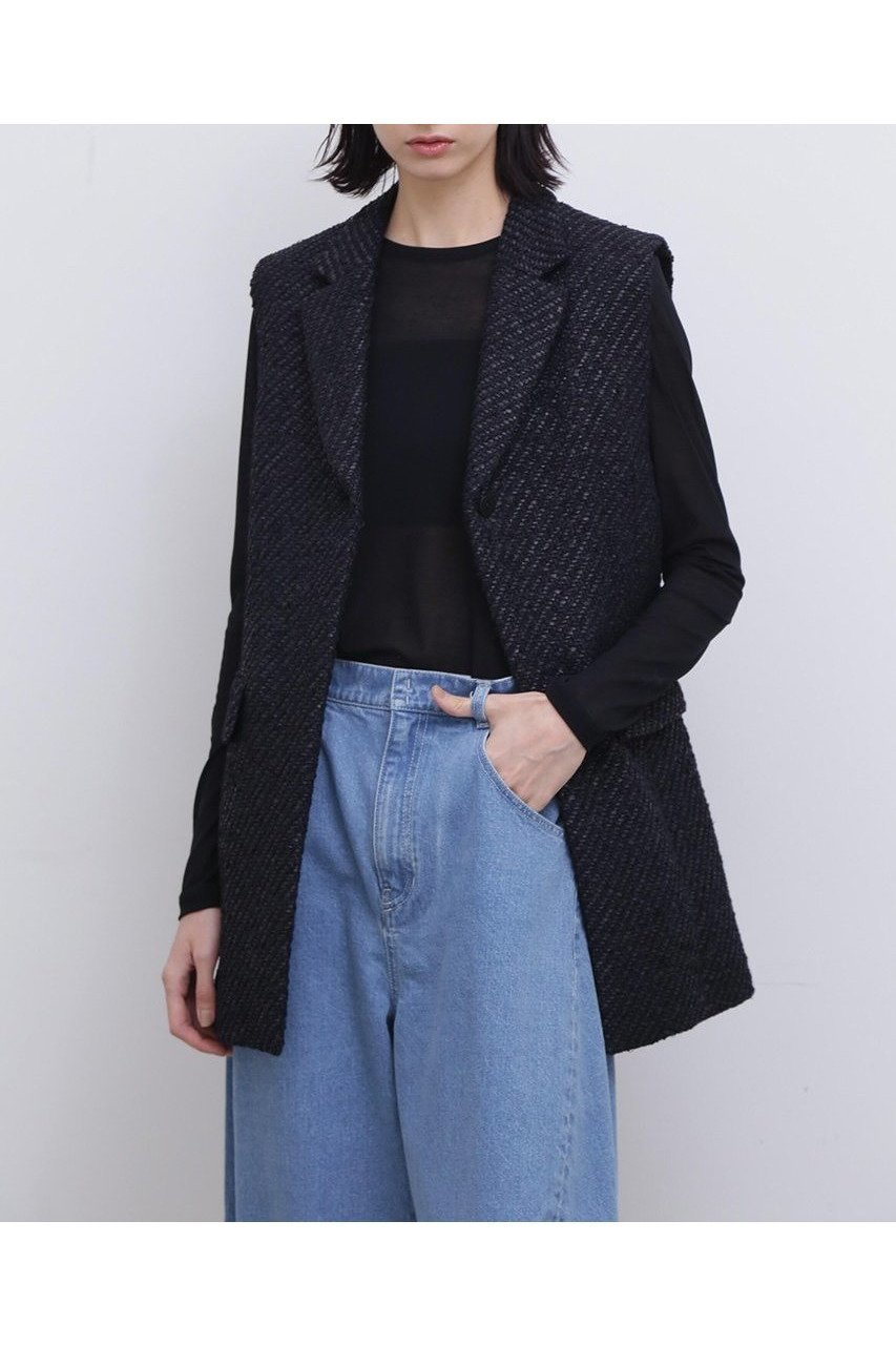【アドーア/ADORE】のコーティングヤーンツィードジレ インテリア・キッズ・メンズ・レディースファッション・服の通販 founy(ファニー) 　ファッション　Fashion　レディースファッション　Ladies' Fashion Online　アウター　Coat Outerwear　ジャケット　Jackets　おすすめ　Recommend　イタリア　Italy　コーティング　Coating　ジャケット　Jacket　スタンダード　Standard　セットアップ　Set Up　ツィード　Tweed　ブラック|ID: prp329100004507867 ipo3291000000031820073