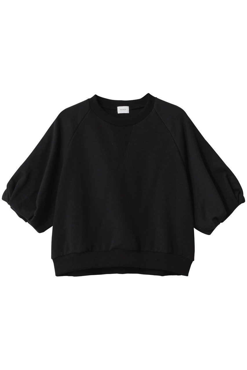【マノフ/MANOF】のBALLOON SWEAT/スウェット インテリア・キッズ・メンズ・レディースファッション・服の通販 founy(ファニー) 　ファッション　Fashion　レディースファッション　Fashion for Women　トップス・カットソー　Cut & Sew Tops　シャツ・ブラウス・オフィスカジュアル　Elegant Blouses & Button-Ups　レディースパーカー・カジュアルフーディー　Casual Hoodies & Sweatshirts　ロングTシャツ・Tシャツ　Longline T-Shirts & Tees　スウェット・クルーネックトップス　Sweatshirts & Crewnecks / Relaxed Fit Sweat Tops　カットソー・ベーシックTシャツ　Cut-and-Sewn Tops / Stretch Tees & Basics　コンパクト　Compact, Small Size　シンプル　Simple, Minimal　スウェット / スエット　Sweatshirt, Sweatwear　スリーブ　Sleeve, Long Sleeve / Short Sleeve　バルーン　Balloon, Balloon Silhouette　ロング　Long, Long-Length　BLACK|ID: prp329100004507874 ipo3291000000032844701