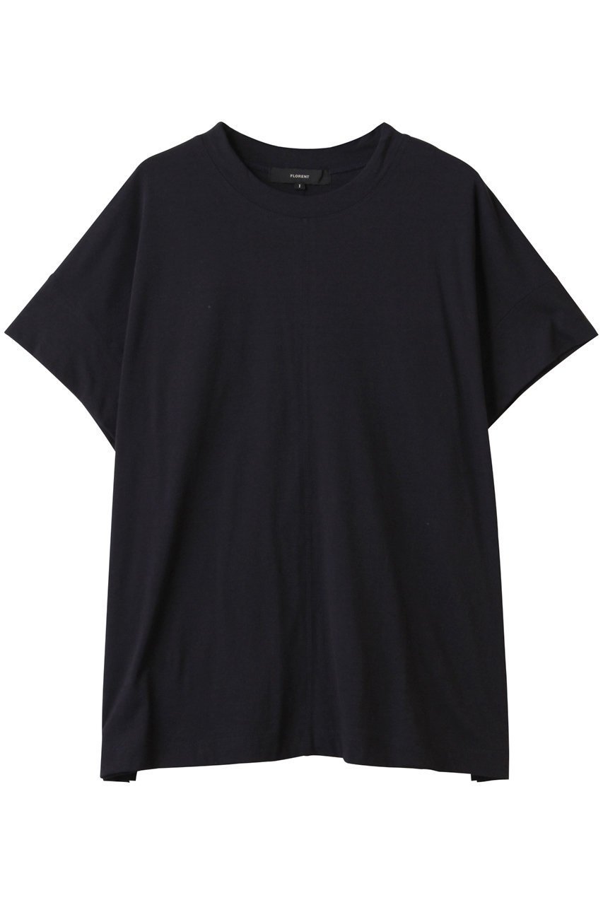 【フローレント/FLORENT】のコットン天竺 ショートスリーブ カットソー インテリア・キッズ・メンズ・レディースファッション・服の通販 founy(ファニー) 　ファッション　Fashion　レディースファッション　Fashion for Women　トップス・カットソー　Cut & Sew Tops　シャツ・ブラウス・オフィスカジュアル　Elegant Blouses & Button-Ups　ロングTシャツ・Tシャツ　Longline T-Shirts & Tees　カットソー・ベーシックTシャツ　Cut-and-Sewn Tops / Stretch Tees & Basics　カットソー　Cut and Sewn Top　ショート　Short, Short Length　シンプル　Simple, Minimal　スリーブ　Sleeve, Long Sleeve / Short Sleeve　デニム　Denim, Jeans Material　ビッグ　Big, Oversized　フェミニン　Feminine, Girly　ネイビー|ID: prp329100004507882 ipo3291000000032796053