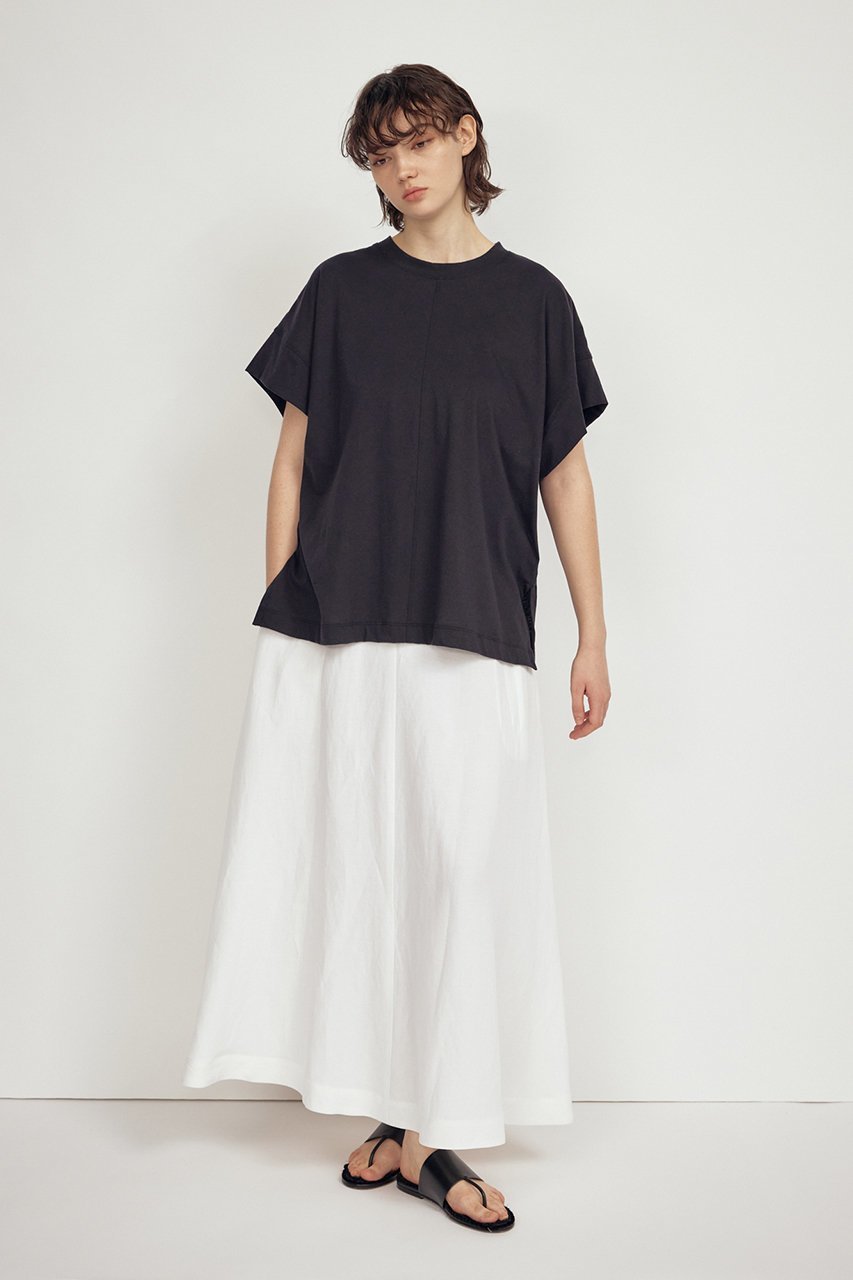【フローレント/FLORENT】のコットン天竺 ショートスリーブ カットソー 人気、トレンドファッション・服の通販 founy(ファニー) 　ファッション　Fashion　レディースファッション　Fashion for Women　トップス・カットソー　Cut & Sew Tops　シャツ・ブラウス・オフィスカジュアル　Elegant Blouses & Button-Ups　ロングTシャツ・Tシャツ　Longline T-Shirts & Tees　カットソー・ベーシックTシャツ　Cut-and-Sewn Tops / Stretch Tees & Basics　カットソー　Cut and Sewn Top　ショート　Short, Short Length　シンプル　Simple, Minimal　スリーブ　Sleeve, Long Sleeve / Short Sleeve　デニム　Denim, Jeans Material　ビッグ　Big, Oversized　フェミニン　Feminine, Girly　other-6|ID: prp329100004507882 ipo3291000000032796069