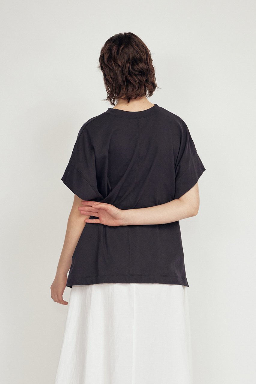【フローレント/FLORENT】のコットン天竺 ショートスリーブ カットソー 人気、トレンドファッション・服の通販 founy(ファニー) 　ファッション　Fashion　レディースファッション　Fashion for Women　トップス・カットソー　Cut & Sew Tops　シャツ・ブラウス・オフィスカジュアル　Elegant Blouses & Button-Ups　ロングTシャツ・Tシャツ　Longline T-Shirts & Tees　カットソー・ベーシックTシャツ　Cut-and-Sewn Tops / Stretch Tees & Basics　カットソー　Cut and Sewn Top　ショート　Short, Short Length　シンプル　Simple, Minimal　スリーブ　Sleeve, Long Sleeve / Short Sleeve　デニム　Denim, Jeans Material　ビッグ　Big, Oversized　フェミニン　Feminine, Girly　other-8|ID: prp329100004507882 ipo3291000000032796073