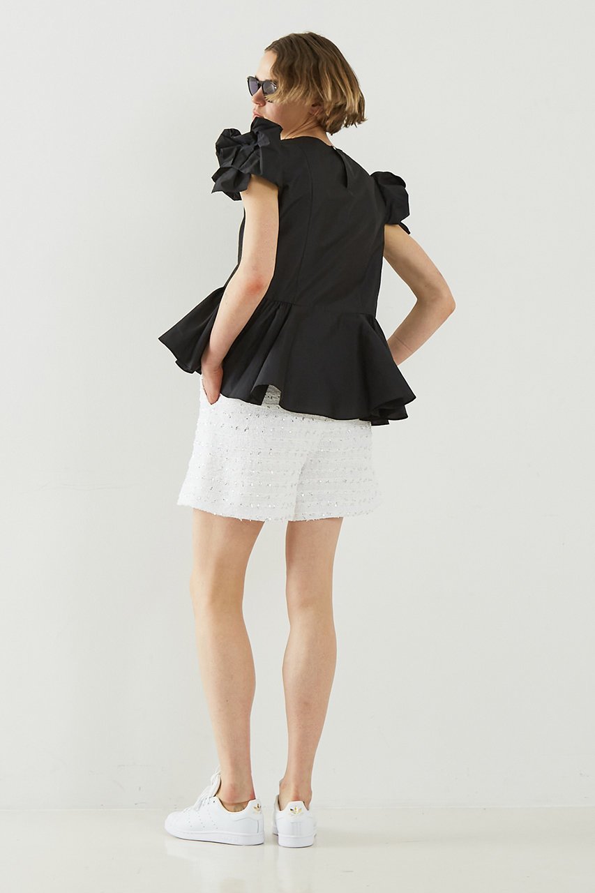 【デザイン ワークス/DESIGN WORKS】の袖リボンブラウス 人気、トレンドファッション・服の通販 founy(ファニー) 　ファッション　Fashion　レディースファッション　WOMEN　トップス・カットソー　Tops/Tshirt　シャツ/ブラウス　Shirts/Blouses　ギャザー　Gather　ショート　Short　スリーブ　Sleeve　デニム　Denim　リボン　Ribbon　other-8|ID: prp329100004507902 ipo3291000000032000418