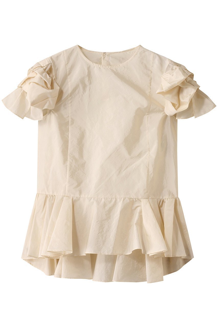 【デザイン ワークス/DESIGN WORKS】の袖リボンブラウス インテリア・キッズ・メンズ・レディースファッション・服の通販 founy(ファニー) 　ファッション　Fashion　レディースファッション　Fashion for Women　トップス・カットソー　Cut & Sew Tops　シャツ・ブラウス・オフィスカジュアル　Elegant Blouses & Button-Ups　ギャザー　Gathered, Ruffled　ショート　Short, Short Length　スリーブ　Sleeve, Long Sleeve / Short Sleeve　デニム　Denim, Jeans Material　リボン　Ribbon, Bow　再入荷　Restock / Back in Stock　アイボリー|ID: prp329100004507902 ipo3291000000032907231