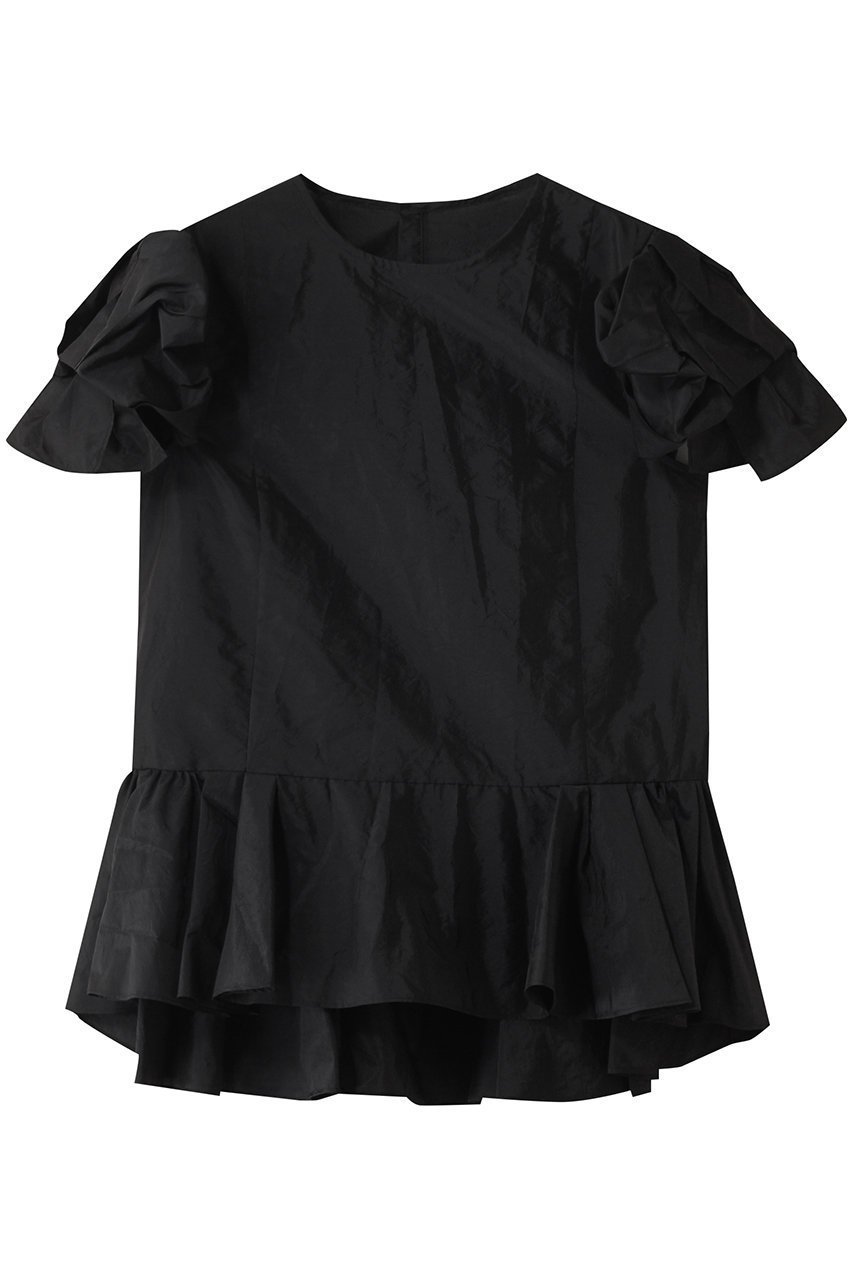 【デザイン ワークス/DESIGN WORKS】の袖リボンブラウス インテリア・キッズ・メンズ・レディースファッション・服の通販 founy(ファニー) 　ファッション　Fashion　レディースファッション　Fashion for Women　トップス・カットソー　Cut & Sew Tops　シャツ・ブラウス・オフィスカジュアル　Elegant Blouses & Button-Ups　ギャザー　Gathered, Ruffled　ショート　Short, Short Length　スリーブ　Sleeve, Long Sleeve / Short Sleeve　デニム　Denim, Jeans Material　リボン　Ribbon, Bow　再入荷　Restock / Back in Stock　ブラック|ID: prp329100004507902 ipo3291000000032907236