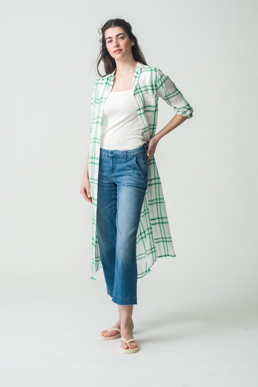 【フランク&アイリーン/Frank&Eileen】のRORY イタリアンリネン グリーンチェックロングシャツ 人気、トレンドファッション・服の通販 founy(ファニー) 　ファッション　Fashion　レディースファッション　Fashion for Women　トップス・カットソー　Cut & Sew Tops　シャツ・ブラウス・オフィスカジュアル　Elegant Blouses & Button-Ups　スリーブ　Sleeve, Long Sleeve / Short Sleeve　チェック　Check, Plaid, Tartan　リネン　Linen, Linen Fabric　ロング　Long, Long-Length　other-6|ID: prp329100004507925 ipo3291000000032907142
