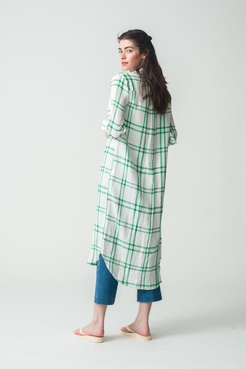 【フランク&アイリーン/Frank&Eileen】のRORY イタリアンリネン グリーンチェックロングシャツ 人気、トレンドファッション・服の通販 founy(ファニー) 　ファッション　Fashion　レディースファッション　Fashion for Women　トップス・カットソー　Cut & Sew Tops　シャツ・ブラウス・オフィスカジュアル　Elegant Blouses & Button-Ups　スリーブ　Sleeve, Long Sleeve / Short Sleeve　チェック　Check, Plaid, Tartan　リネン　Linen, Linen Fabric　ロング　Long, Long-Length　other-7|ID: prp329100004507925 ipo3291000000032907145