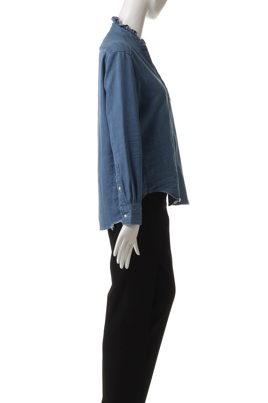 【フランク&アイリーン/Frank&Eileen】のRUFFLE EILEEN フェイマスデニム フリルカラーシャツ 人気、トレンドファッション・服の通販 founy(ファニー) 　ファッション　Fashion　レディースファッション　Fashion for Women　トップス・カットソー　Cut & Sew Tops　シャツ・ブラウス・オフィスカジュアル　Elegant Blouses & Button-Ups　スリム　Slim, Slim Fit　スリーブ　Sleeve, Long Sleeve / Short Sleeve　ダメージ　Distressed, Destroyed　デニム　Denim, Jeans Material　フリル　Frill, Ruffle　ロング　Long, Long-Length　再入荷　Restock / Back in Stock　other-3|ID: prp329100004507929 ipo3291000000032731711