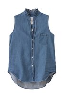 【フランク&アイリーン/Frank&Eileen】のRUFFLE FIONA フェイマスデニム フリルカラー スリーブレスシャツ 人気、トレンドファッション・服の通販 founy(ファニー) ファッション Fashion レディースファッション Fashion for Women トップス・カットソー Cut & Sew Tops キャミソール&ノースリーブ Camisoles & Sleeveless Tops シャツ・ブラウス・オフィスカジュアル Elegant Blouses & Button-Ups サマー Summer, Summer Style ダメージ Distressed, Destroyed デニム Denim, Jeans Material ノースリーブ Sleeveless, No-Sleeve フォルム Silhouette, Form フリル Frill, Ruffle 今季 This Season, Current Season 再入荷 Restock / Back in Stock |ID:prp329100004507930