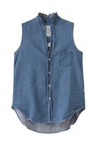 【フランク&アイリーン/Frank&Eileen】のRUFFLE FIONA フェイマスデニム フリルカラー スリーブレスシャツ インディゴ|ID: prp329100004507930 ipo3291000000036003552