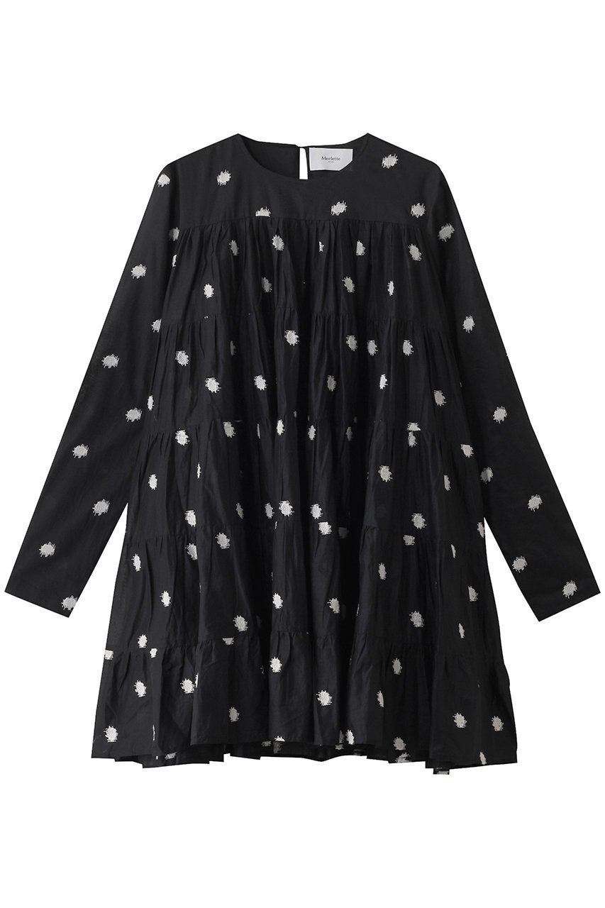 【マーレット/MERLETTE】のSOLIMAN ドット刺しゅう ティアードドレス インテリア・キッズ・メンズ・レディースファッション・服の通販 founy(ファニー) 　ファッション　Fashion　レディースファッション　WOMEN　ワンピース　Dress　ドレス　Party Dresses　チュニック　Tunic　チュニック　Tunic　ドット　Dot　ドレス　Dress　フェミニン　Feminine　人気　Popularity　ブラック|ID: prp329100004507936 ipo3291000000031820989