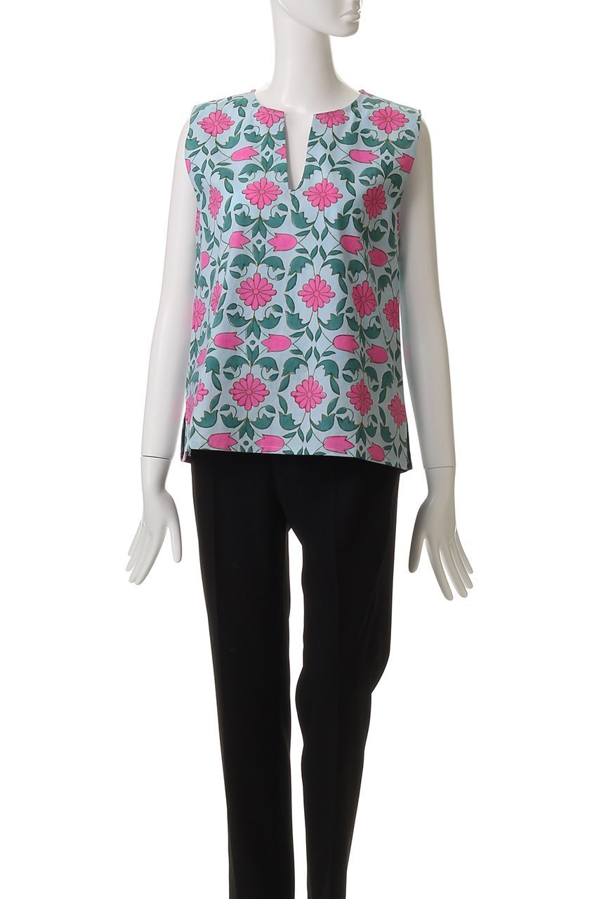 【エスゼット ブロックプリント/SZ Blockprints】のALEGRA TOP LISBON スキッパースリーブレスブラウス 人気、トレンドファッション・服の通販 founy(ファニー) 　ファッション　Fashion　レディースファッション　Fashion for Women　トップス・カットソー　Cut & Sew Tops　キャミソール&ノースリーブ　Camisoles & Sleeveless Tops　シャツ・ブラウス・オフィスカジュアル　Elegant Blouses & Button-Ups　インド　Indian Textile　シンプル　Simple, Minimal　スリット　Slit, Slit Detail　ノースリーブ　Sleeveless, No-Sleeve　フラワー　Flower, Floral　ブロック　Block, Solid Block Pattern　プリント　Print, Printed Pattern　夏　Summer　春　Spring　S/S・春夏　SS, Spring/Summer, Warm Season　other-2|ID: prp329100004507939 ipo3291000000032731579
