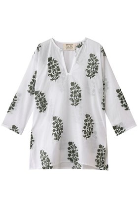 【エスゼット ブロックプリント/SZ Blockprints】のPRIMAVERA TUNIE ANEEZA スキッパーチュニックブラウス 人気、トレンドファッション・服の通販 founy(ファニー) ファッション Fashion レディースファッション Fashion for Women トップス・カットソー Cut & Sew Tops シャツ・ブラウス・オフィスカジュアル Elegant Blouses & Button-Ups インド Indian Textile オリエンタル Oriental Pattern スリット Slit, Slit Detail スリーブ Sleeve, Long Sleeve / Short Sleeve チュニック Tunic, Long Top フラワー Flower, Floral ブロック Block, Solid Block Pattern プリント Print, Printed Pattern ロング Long, Long-Length |ID:prp329100004507942