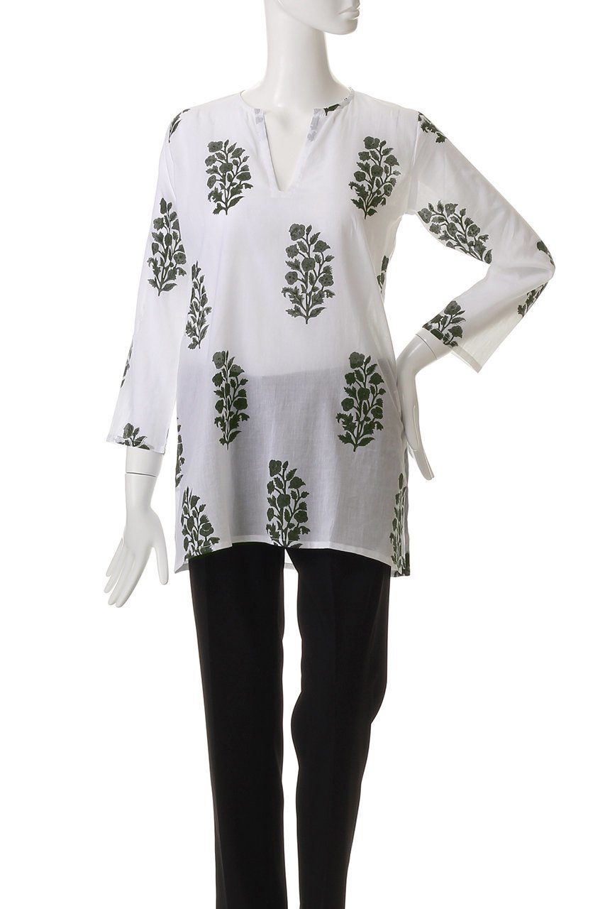 【エスゼット ブロックプリント/SZ Blockprints】のPRIMAVERA TUNIE ANEEZA スキッパーチュニックブラウス 人気、トレンドファッション・服の通販 founy(ファニー) 　ファッション　Fashion　レディースファッション　Fashion for Women　トップス・カットソー　Cut & Sew Tops　シャツ・ブラウス・オフィスカジュアル　Elegant Blouses & Button-Ups　インド　Indian Textile　オリエンタル　Oriental Pattern　スリット　Slit, Slit Detail　スリーブ　Sleeve, Long Sleeve / Short Sleeve　チュニック　Tunic, Long Top　フラワー　Flower, Floral　ブロック　Block, Solid Block Pattern　プリント　Print, Printed Pattern　ロング　Long, Long-Length　other-2|ID: prp329100004507942 ipo3291000000032906871