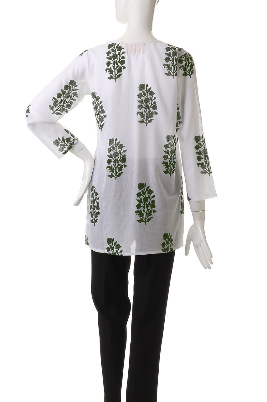 【エスゼット ブロックプリント/SZ Blockprints】のPRIMAVERA TUNIE ANEEZA スキッパーチュニックブラウス 人気、トレンドファッション・服の通販 founy(ファニー) 　ファッション　Fashion　レディースファッション　Fashion for Women　トップス・カットソー　Cut & Sew Tops　シャツ・ブラウス・オフィスカジュアル　Elegant Blouses & Button-Ups　インド　Indian Textile　オリエンタル　Oriental Pattern　スリット　Slit, Slit Detail　スリーブ　Sleeve, Long Sleeve / Short Sleeve　チュニック　Tunic, Long Top　フラワー　Flower, Floral　ブロック　Block, Solid Block Pattern　プリント　Print, Printed Pattern　ロング　Long, Long-Length　other-4|ID: prp329100004507942 ipo3291000000035957808