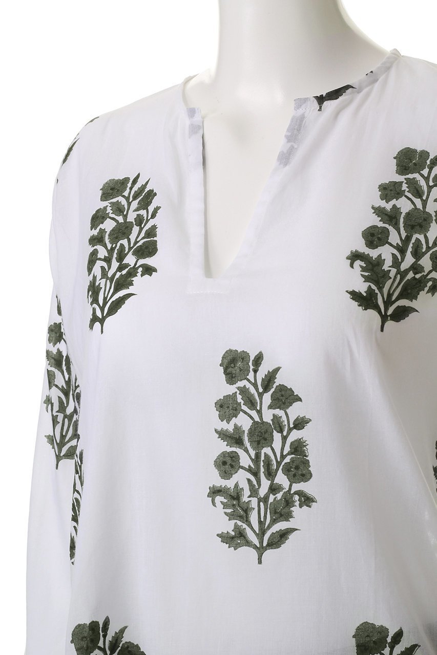 【エスゼット ブロックプリント/SZ Blockprints】のPRIMAVERA TUNIE ANEEZA スキッパーチュニックブラウス 人気、トレンドファッション・服の通販 founy(ファニー) 　ファッション　Fashion　レディースファッション　Fashion for Women　トップス・カットソー　Cut & Sew Tops　シャツ・ブラウス・オフィスカジュアル　Elegant Blouses & Button-Ups　インド　Indian Textile　オリエンタル　Oriental Pattern　スリット　Slit, Slit Detail　スリーブ　Sleeve, Long Sleeve / Short Sleeve　チュニック　Tunic, Long Top　フラワー　Flower, Floral　ブロック　Block, Solid Block Pattern　プリント　Print, Printed Pattern　ロング　Long, Long-Length　other-5|ID: prp329100004507942 ipo3291000000035957809